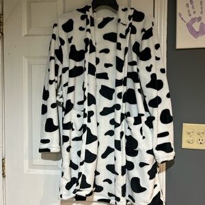 Black and White Cow Print Robe